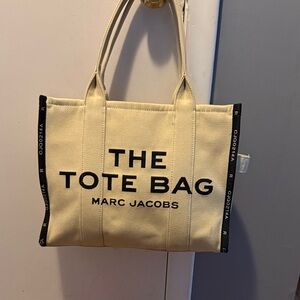Marc Jacobs Cream Canvas 'The Tote Bag' with Black Trim